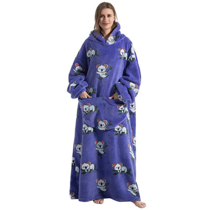 Oversized Wearable Hoodie Blanket – Purple Koala