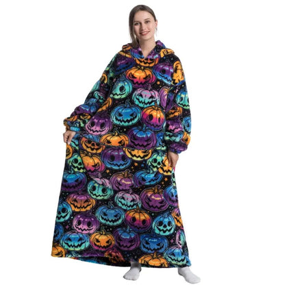 Oversized Wearable Hoodie Blanket – Black Pumpkin