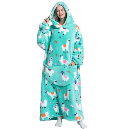 Oversized Wearable Hoodie Blanket – Blue Alpaca