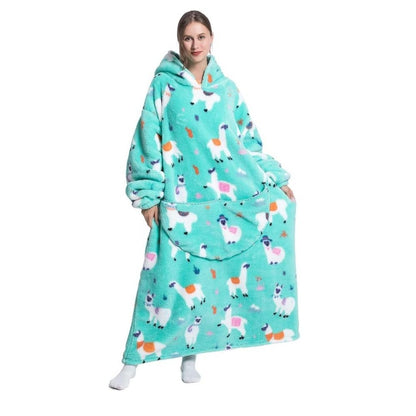 Oversized Wearable Hoodie Blanket – Blue Alpaca