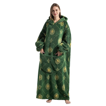 Oversized Wearable Hoodie Blanket – Green Lion
