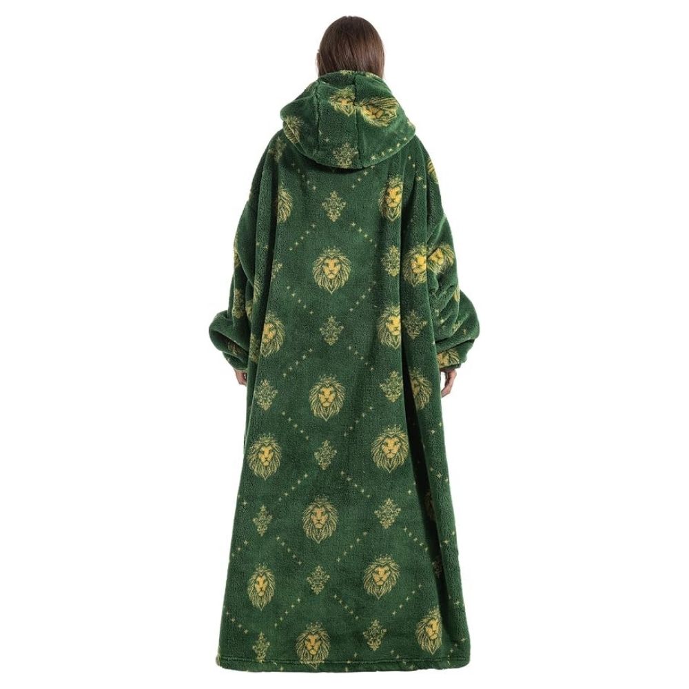 Oversized Wearable Hoodie Blanket – Green Lion