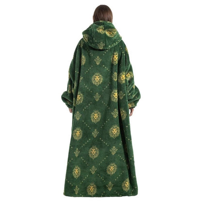 Oversized Wearable Hoodie Blanket – Green Lion