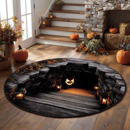 Pumpkin Portal 3D Illusion Round Rug - H736