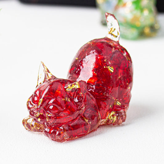 Redliuli - Handmade Natural Crystal Gemstone Cat with Raised Tail