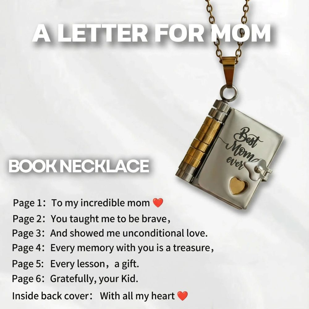 To My Incredible Mom - Mini Book Message Necklace