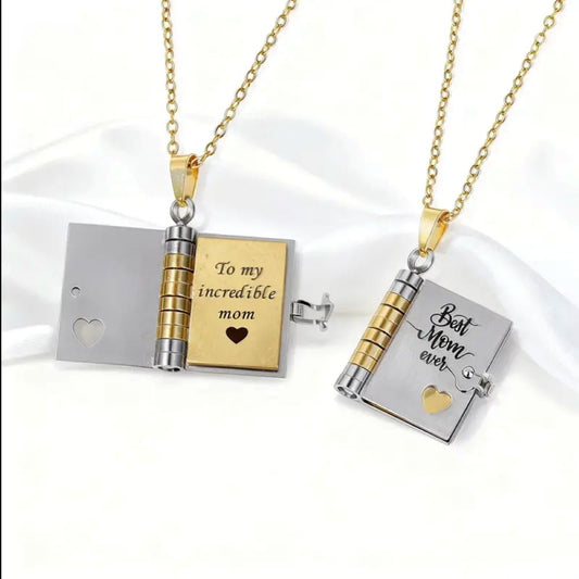 To My Incredible Mom - Mini Book Message Necklace