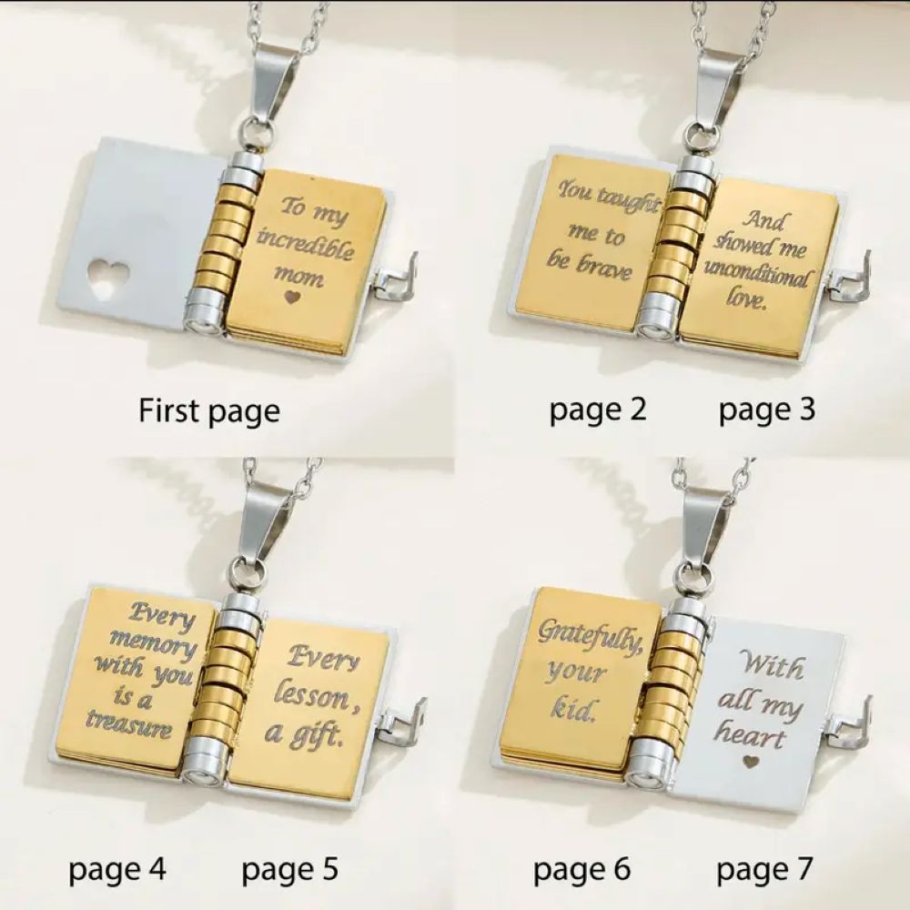 To My Incredible Mom - Mini Book Message Necklace