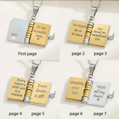 To My Incredible Mom - Mini Book Message Necklace