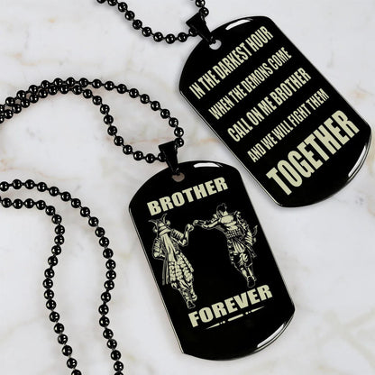 Viking Engraved Black Dog Tag - Double Sided Brother Forever Gift
