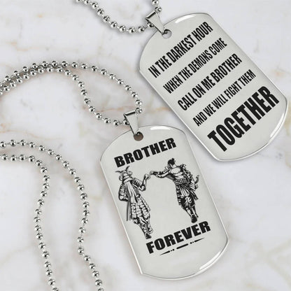 Viking Engraved Black Dog Tag - Double Sided Brother Forever Gift