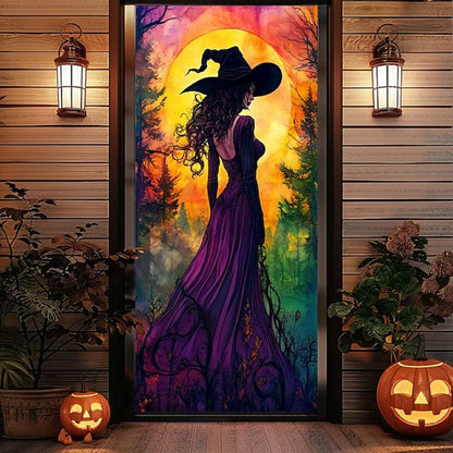 Halloween Spooky Door Covers Enchanting Witch SC001