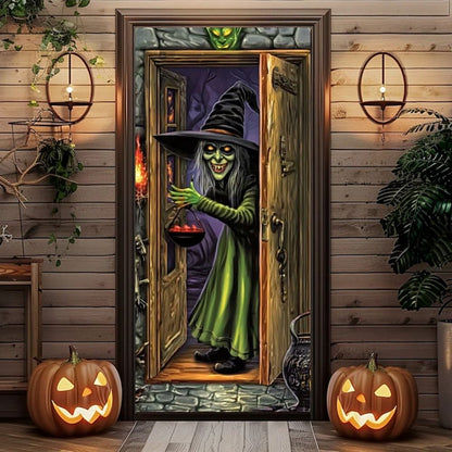 Halloween Spooky Door Covers Enchanting Witch SC003