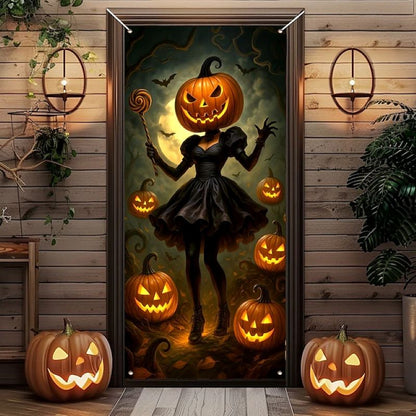 Halloween Spooky Door Covers Weird Pumpkin SC008