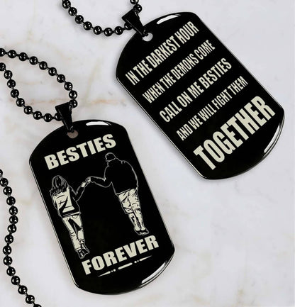 Viking Engraved Black Dog Tag - Double Sided Brother Forever Gift