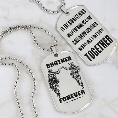 Viking Engraved Black Dog Tag - Double Sided Brother Forever Gift