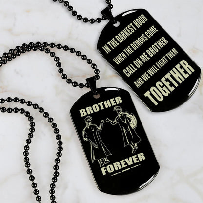 Viking Engraved Black Dog Tag - Double Sided Brother Forever Gift