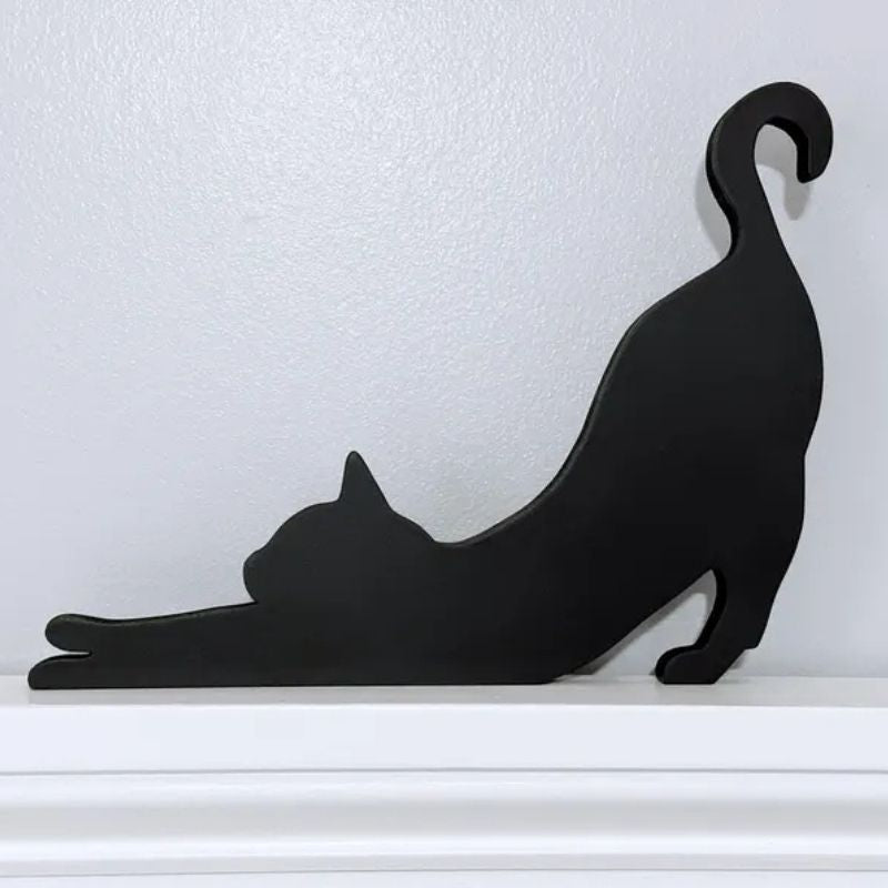 Stretching Cat Metal Door Topper DT060