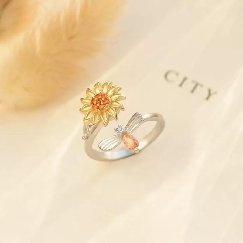 You're The Sunshine Sunflower Fidget Ring