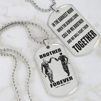 Viking Engraved Black Dog Tag - Double Sided Brother Forever Gift