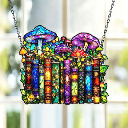 Vintage Mushroom Book - Acrylic Suncatcher