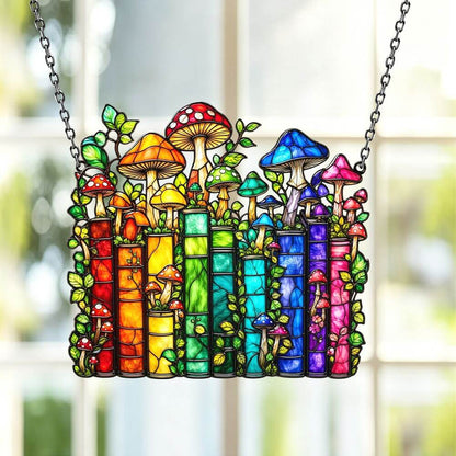 Vintage Mushroom Book - Acrylic Suncatcher