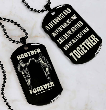 Viking Engraved Black Dog Tag - Double Sided Brother Forever Gift
