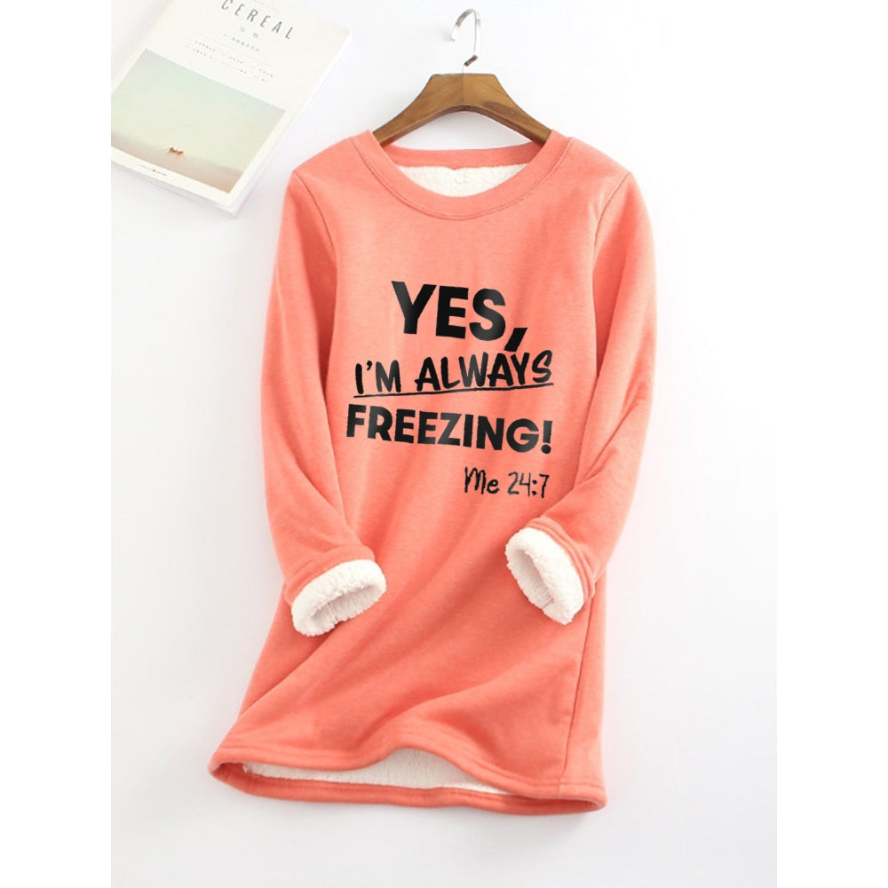 Women's Sweatshirt Pullover Fleece Teddy Fuzzy Letter Casual Long Sleeve Top