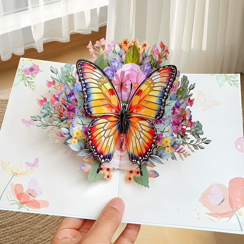 Vibrant 3D Butterfly & Daisy Pop-Up Greeting Card💐🦋