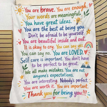 Positive affirmation throw blanket for home