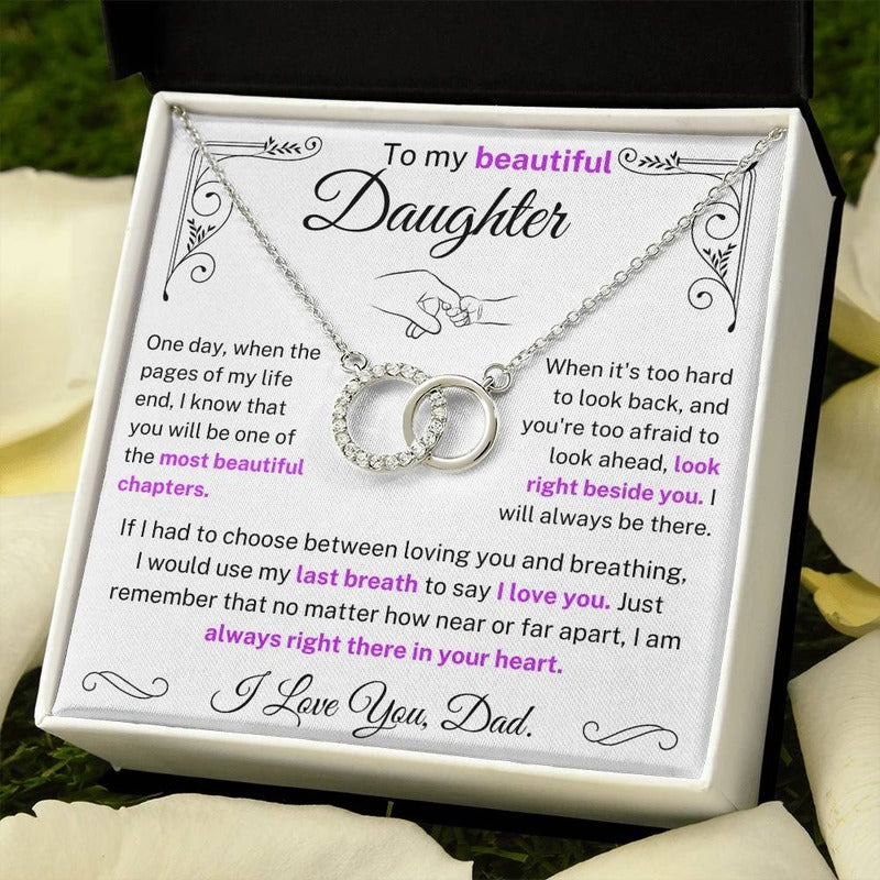 To My Beautiful Daughter - I Will Always Be There Linked Necklace