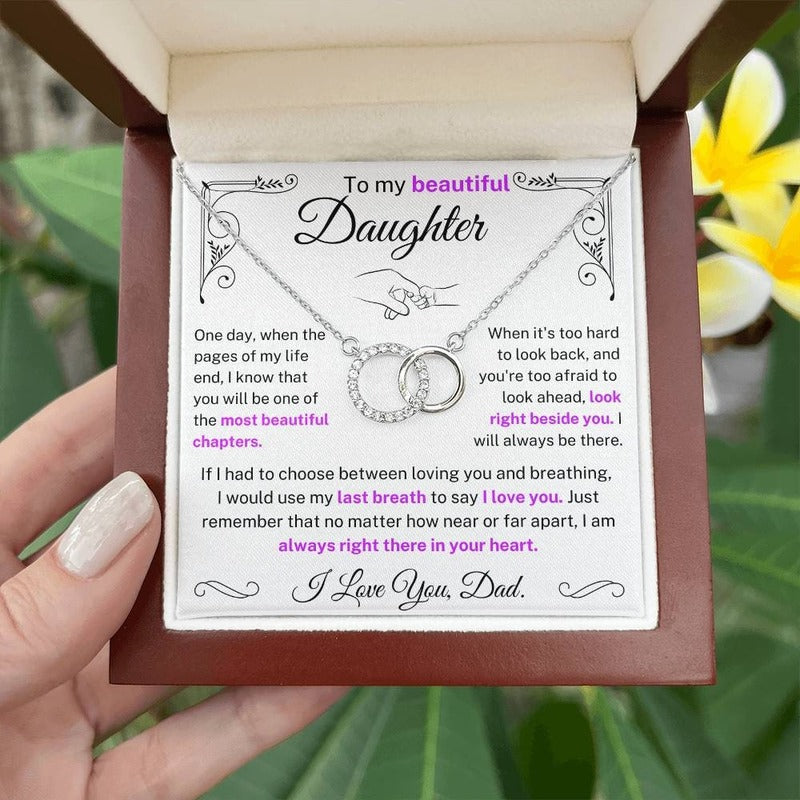 To My Beautiful Daughter - I Will Always Be There Linked Necklace