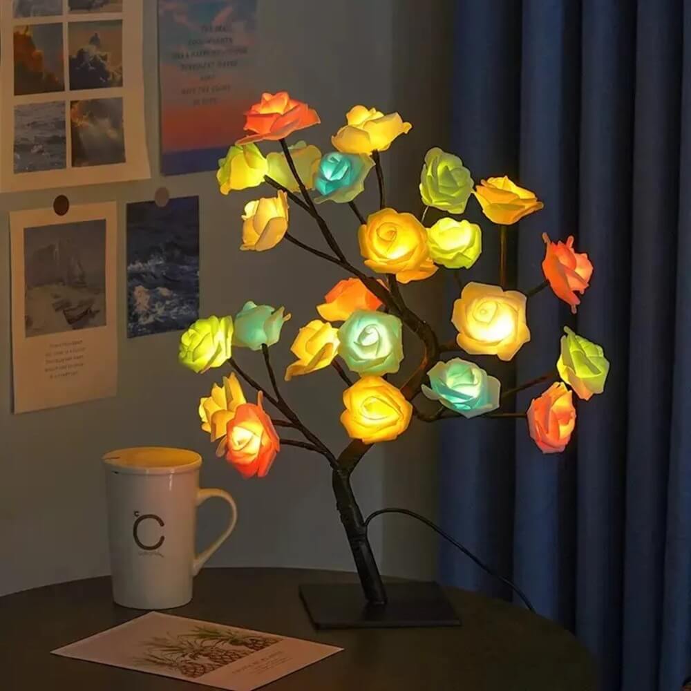 Rose Flower Tree Night Light – USB LED Table Lamp