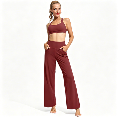 Wide Leg Pants Woman Yoga Pants with Pockets Stretch Loose Casual Lounge Sweatpants
