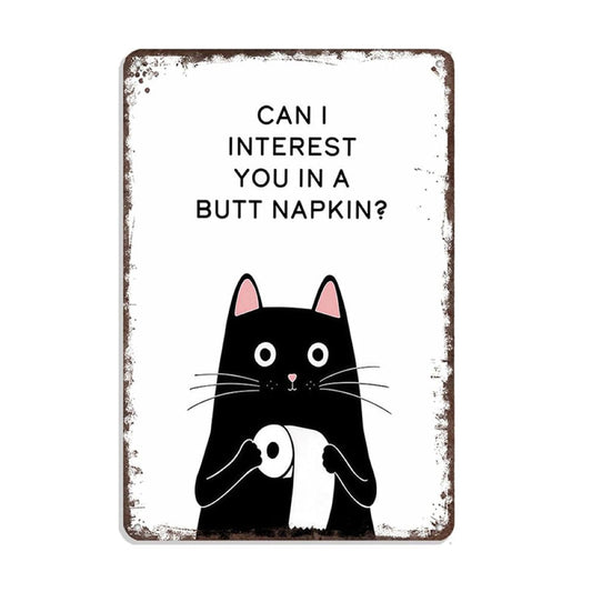 Vintage Black & White Humor Metal Sign - BW007