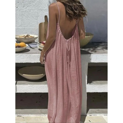 Women's Sleeveless Cami Lounge Dress – Soft Maxi Nightgown For Sleeping & Lounging