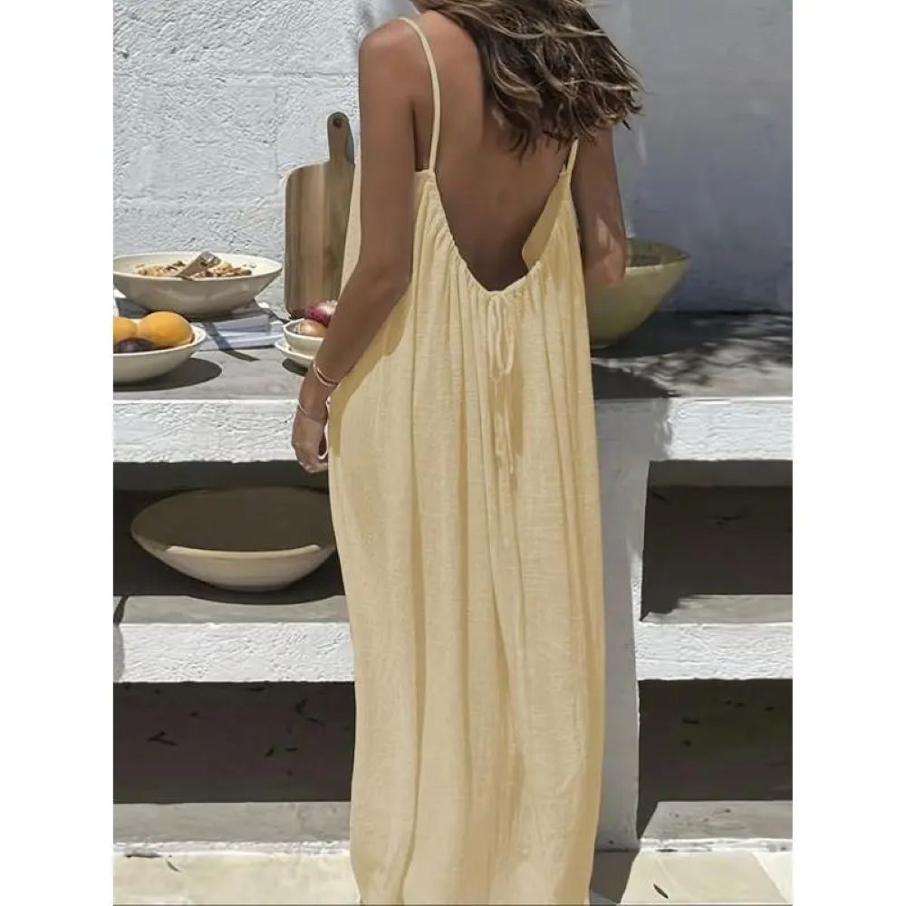 Women's Sleeveless Cami Lounge Dress – Soft Maxi Nightgown For Sleeping & Lounging