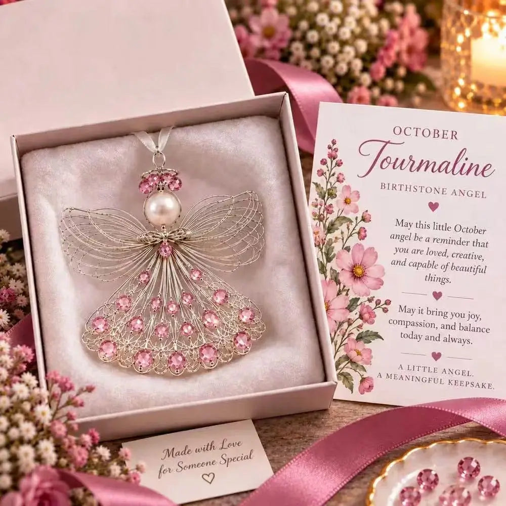 Handmade Birthstone Angel Wire Ornament