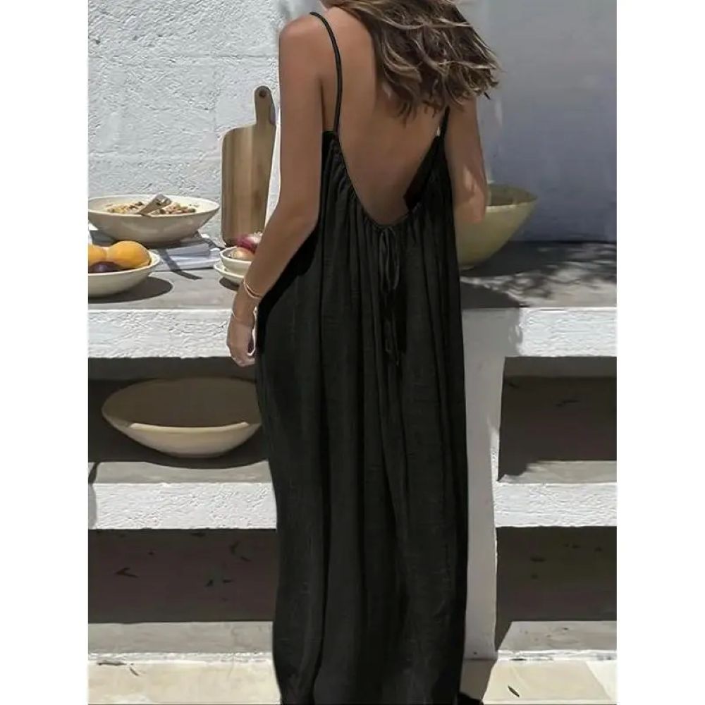 Women's Sleeveless Cami Lounge Dress – Soft Maxi Nightgown For Sleeping & Lounging