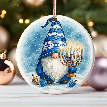 Blue and white Hanukkah gnome holiday decoration