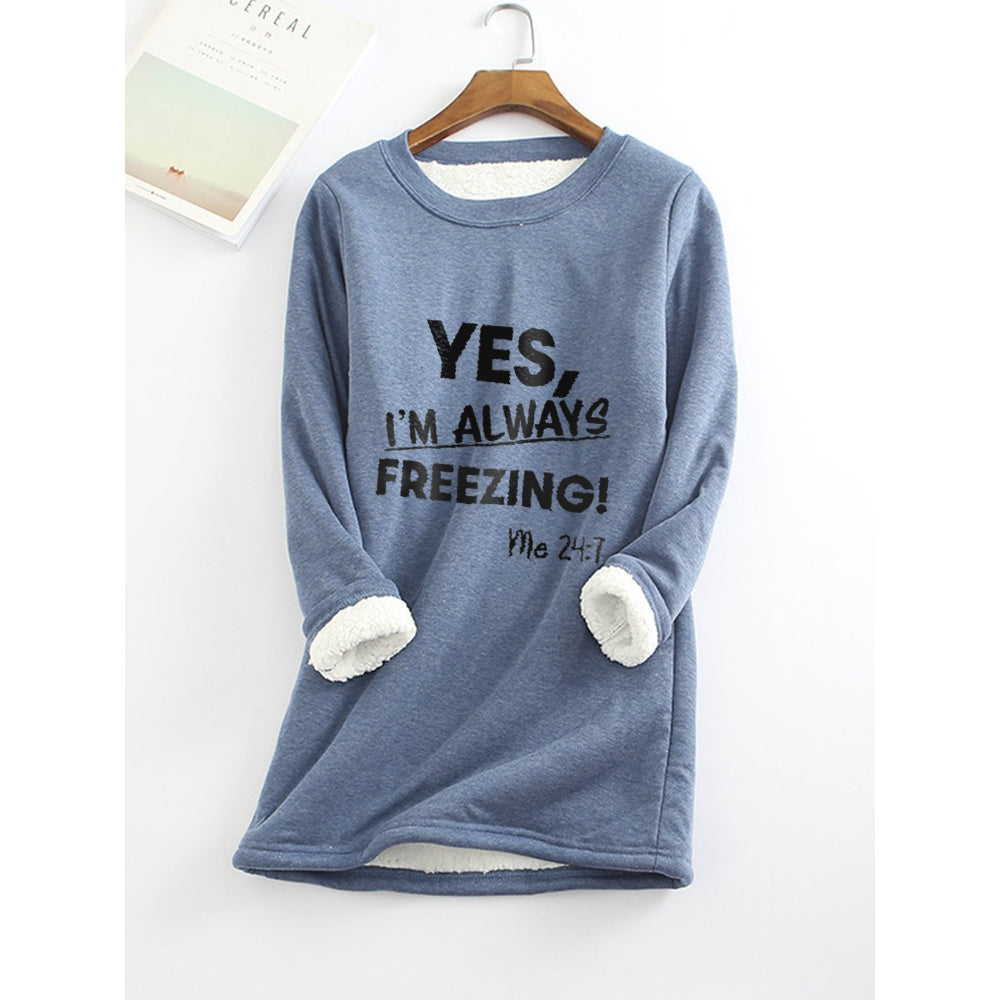 Women's Sweatshirt Pullover Fleece Teddy Fuzzy Letter Casual Long Sleeve Top