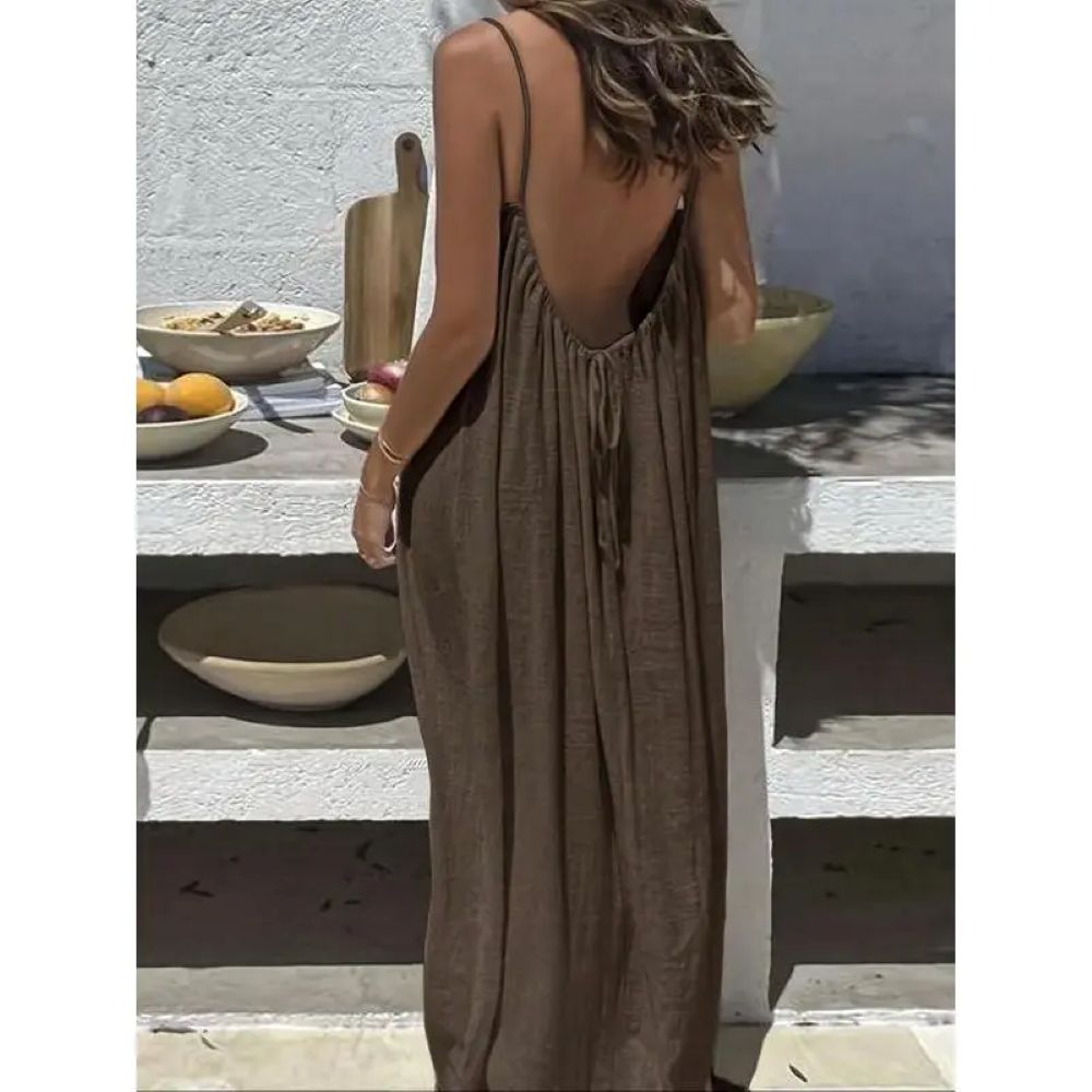 Women's Sleeveless Cami Lounge Dress – Soft Maxi Nightgown For Sleeping & Lounging