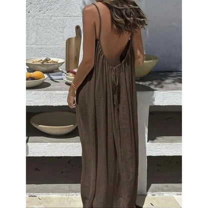 Women's Sleeveless Cami Lounge Dress – Soft Maxi Nightgown For Sleeping & Lounging