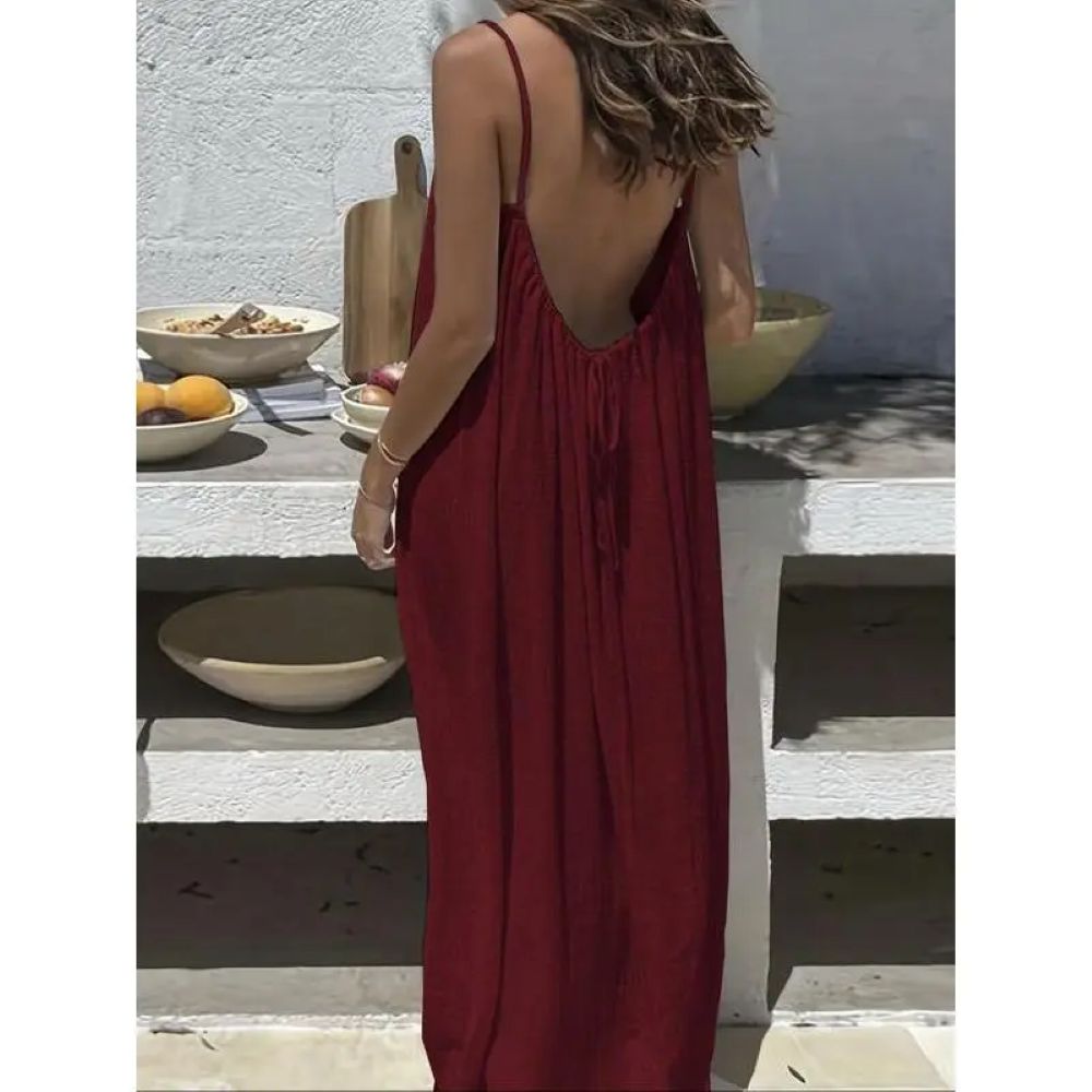 Women's Sleeveless Cami Lounge Dress – Soft Maxi Nightgown For Sleeping & Lounging