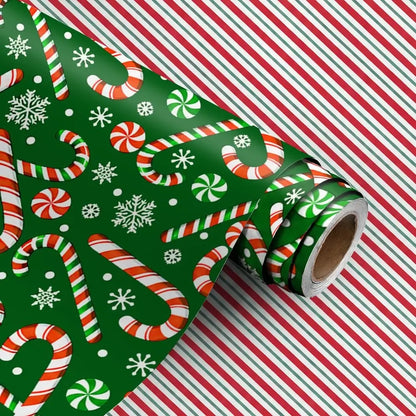 Christmas wrapping paper with candy cane illustrations
