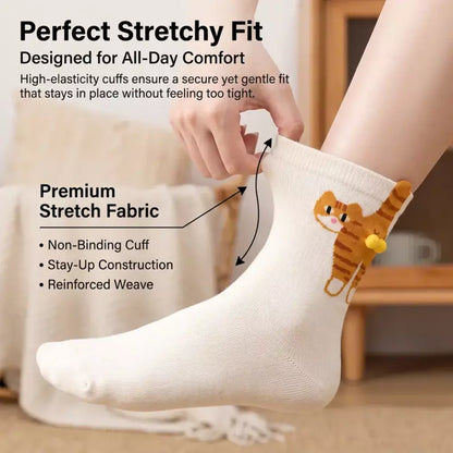 Novelty cat socks with a humorous three-dimensional design