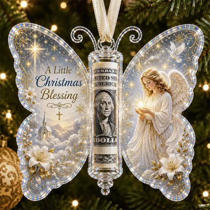 Christmas angel scene butterfly-shaped ornament