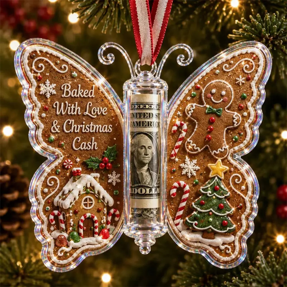 Christmas gingerbread scene butterfly-shaped ornament
