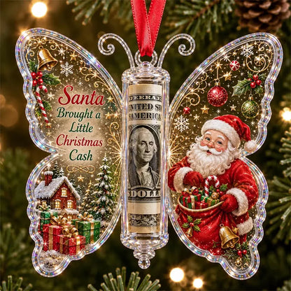Christmas Santa Scene Butterfly-Shaped Ornament