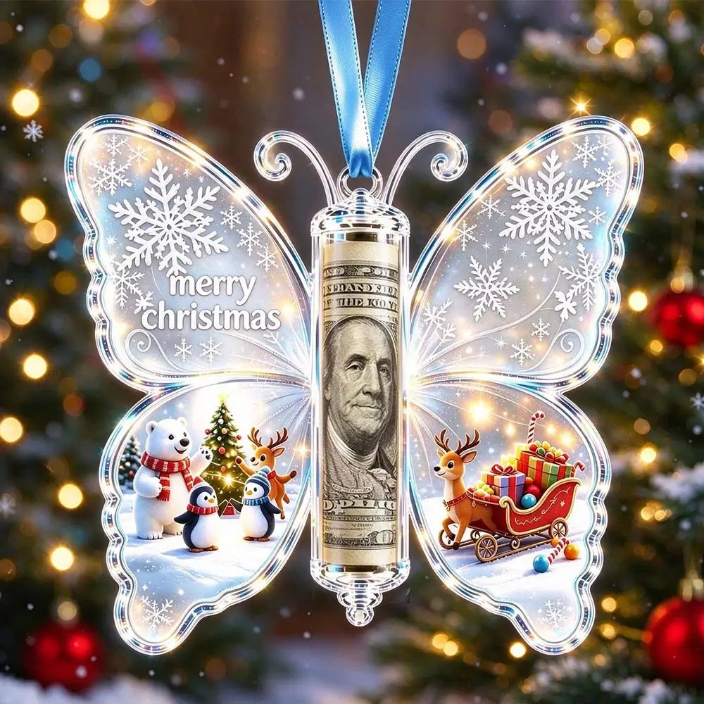 3D Butterfly Christmas Cash Gift Ornament – Money Holder Keepsake